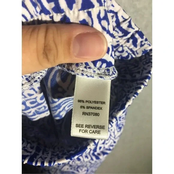 Womens Cato Pants Dressy Formal Career Work Office Patterned Blue White Vintage - Picture 5 of 5